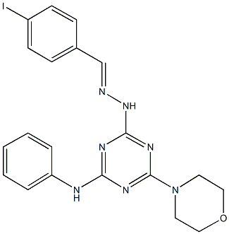 4-iodobenzaldehyde [4-anilino-6-(4-morpholinyl)-1,3,5-triazin-2-yl]hydrazone 结构式