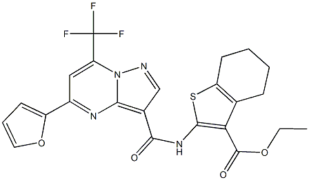 292058-09-4 ethyl 2-({[5-(2-furyl)-7-(trifluoromethyl)pyrazolo[1,5-a]pyrimidin-3-yl]carbonyl}amino)-4,5,6,7-tetrahydro-1-benzothiophene-3-carboxylate