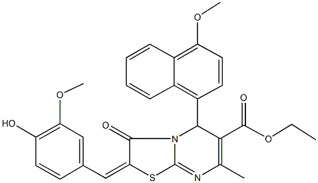 292876-56-3 ethyl 2-(4-hydroxy-3-methoxybenzylidene)-5-(4-methoxy-1-naphthyl)-7-methyl-3-oxo-2,3-dihydro-5H-[1,3]thiazolo[3,2-a]pyrimidine-6-carboxylate