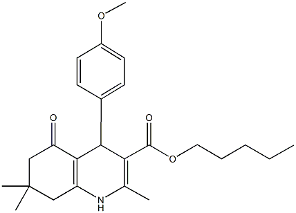 pentyl 4-(4-methoxyphenyl)-2,7,7-trimethyl-5-oxo-1,4,5,6,7,8-hexahydro-3-quinolinecarboxylate Struktur