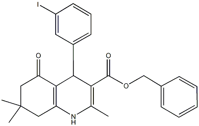 phenylmethyl 4-(3-iodophenyl)-2,7,7-trimethyl-5-oxo-1,4,5,6,7,8-hexahydroquinoline-3-carboxylate Structure