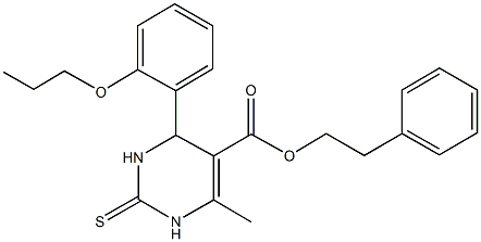 2-phenylethyl 6-methyl-4-(2-propoxyphenyl)-2-thioxo-1,2,3,4-tetrahydro-5-pyrimidinecarboxylate Structure