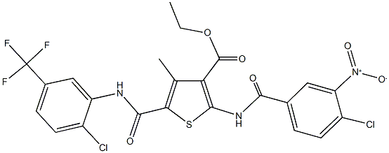 296247-42-2 ethyl 2-({4-chloro-3-nitrobenzoyl}amino)-5-{[2-chloro-5-(trifluoromethyl)anilino]carbonyl}-4-methyl-3-thiophenecarboxylate