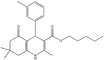 pentyl 4-(3-iodophenyl)-2,7,7-trimethyl-5-oxo-1,4,5,6,7,8-hexahydro-3-quinolinecarboxylate Struktur