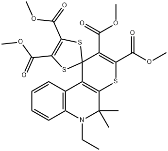 tetramethyl 6'-ethyl-5',5'-dimethyl-5',6'-dihydrospiro(1,3-dithiole-2,1'-[1'H]-thiopyrano[2,3-c]quinoline)-2',3',4,5-tetracarboxylate Struktur