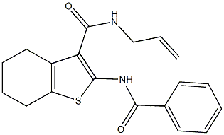 N-allyl-2-(benzoylamino)-4,5,6,7-tetrahydro-1-benzothiophene-3-carboxamide 化学構造式