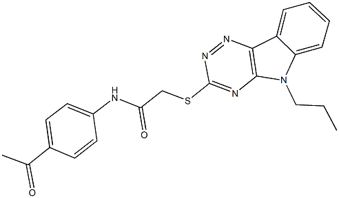 N-(4-acetylphenyl)-2-[(5-propyl-5H-[1,2,4]triazino[5,6-b]indol-3-yl)sulfanyl]acetamide Struktur