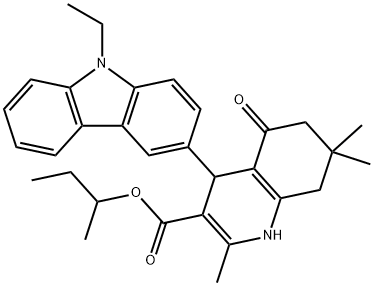 sec-butyl 4-(9-ethyl-9H-carbazol-3-yl)-2,7,7-trimethyl-5-oxo-1,4,5,6,7,8-hexahydro-3-quinolinecarboxylate Structure