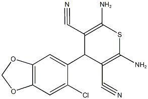 2,6-diamino-4-(6-chloro-1,3-benzodioxol-5-yl)-4H-thiopyran-3,5-dicarbonitrile Structure