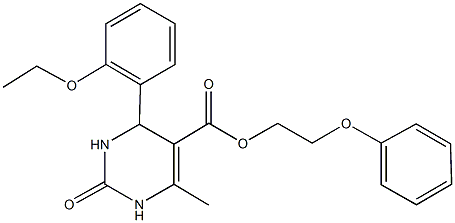 2-(phenyloxy)ethyl 4-[2-(ethyloxy)phenyl]-6-methyl-2-oxo-1,2,3,4-tetrahydropyrimidine-5-carboxylate Struktur