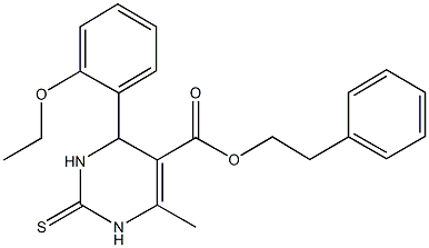 2-phenylethyl 4-(2-ethoxyphenyl)-6-methyl-2-thioxo-1,2,3,4-tetrahydro-5-pyrimidinecarboxylate Structure