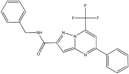 N-benzyl-5-phenyl-7-(trifluoromethyl)pyrazolo[1,5-a]pyrimidine-2-carboxamide Struktur