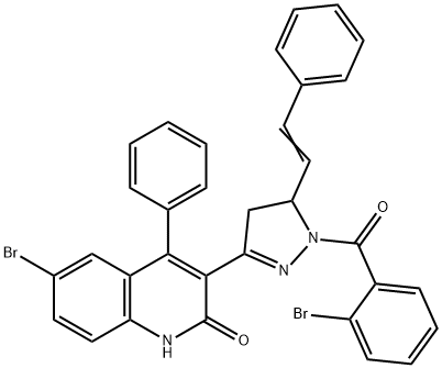6-bromo-3-[1-(2-bromobenzoyl)-5-(2-phenylvinyl)-4,5-dihydro-1H-pyrazol-3-yl]-4-phenyl-2(1H)-quinolinone Structure