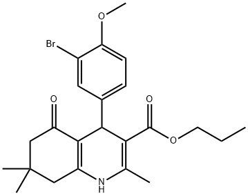propyl 4-[3-bromo-4-(methyloxy)phenyl]-2,7,7-trimethyl-5-oxo-1,4,5,6,7,8-hexahydroquinoline-3-carboxylate,299450-14-9,结构式