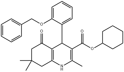 cyclohexyl 4-[2-(benzyloxy)phenyl]-2,7,7-trimethyl-5-oxo-1,4,5,6,7,8-hexahydro-3-quinolinecarboxylate,299451-06-2,结构式