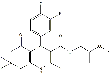 tetrahydro-2-furanylmethyl 4-(3,4-difluorophenyl)-2,7,7-trimethyl-5-oxo-1,4,5,6,7,8-hexahydro-3-quinolinecarboxylate Struktur