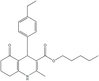 pentyl 4-(4-ethylphenyl)-2-methyl-5-oxo-1,4,5,6,7,8-hexahydro-3-quinolinecarboxylate Struktur
