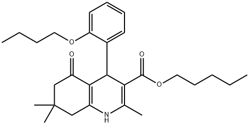 pentyl 4-[2-(butyloxy)phenyl]-2,7,7-trimethyl-5-oxo-1,4,5,6,7,8-hexahydroquinoline-3-carboxylate Struktur