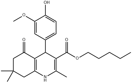 pentyl 4-[4-hydroxy-3-(methyloxy)phenyl]-2,7,7-trimethyl-5-oxo-1,4,5,6,7,8-hexahydroquinoline-3-carboxylate Struktur
