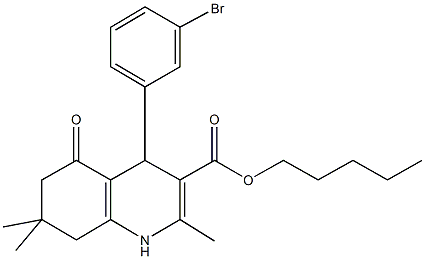 pentyl 4-(3-bromophenyl)-2,7,7-trimethyl-5-oxo-1,4,5,6,7,8-hexahydroquinoline-3-carboxylate 结构式