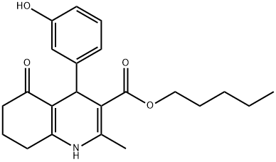 pentyl 4-(3-hydroxyphenyl)-2-methyl-5-oxo-1,4,5,6,7,8-hexahydro-3-quinolinecarboxylate Struktur