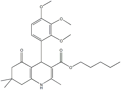 pentyl 2,7,7-trimethyl-5-oxo-4-[2,3,4-tris(methyloxy)phenyl]-1,4,5,6,7,8-hexahydroquinoline-3-carboxylate Struktur