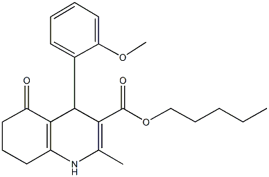 pentyl 2-methyl-4-[2-(methyloxy)phenyl]-5-oxo-1,4,5,6,7,8-hexahydroquinoline-3-carboxylate Structure