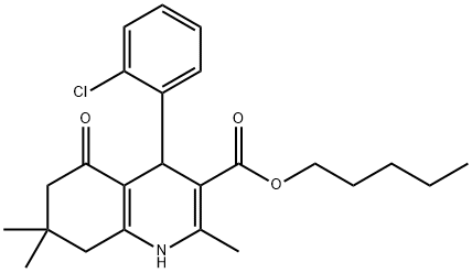 pentyl 4-(2-chlorophenyl)-2,7,7-trimethyl-5-oxo-1,4,5,6,7,8-hexahydroquinoline-3-carboxylate Struktur