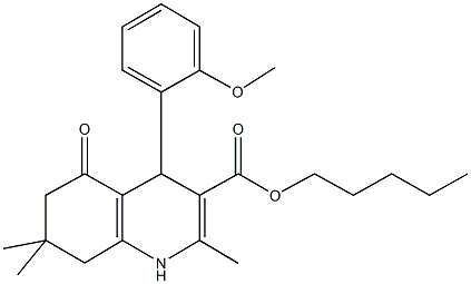 pentyl 2,7,7-trimethyl-4-[2-(methyloxy)phenyl]-5-oxo-1,4,5,6,7,8-hexahydroquinoline-3-carboxylate Struktur
