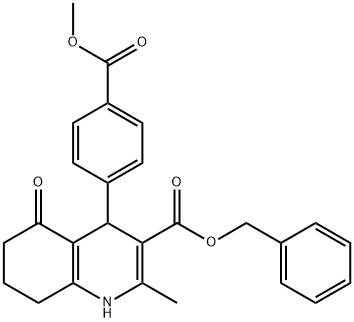 phenylmethyl 2-methyl-4-{4-[(methyloxy)carbonyl]phenyl}-5-oxo-1,4,5,6,7,8-hexahydroquinoline-3-carboxylate,299948-51-9,结构式