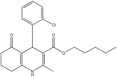 pentyl 4-(2-chlorophenyl)-2-methyl-5-oxo-1,4,5,6,7,8-hexahydroquinoline-3-carboxylate Structure