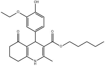 pentyl 4-(3-ethoxy-4-hydroxyphenyl)-2-methyl-5-oxo-1,4,5,6,7,8-hexahydro-3-quinolinecarboxylate Structure