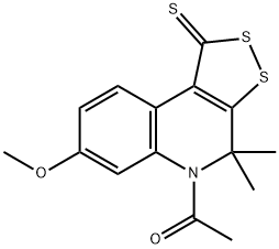 5-acetyl-7-methoxy-4,4-dimethyl-4,5-dihydro-1H-[1,2]dithiolo[3,4-c]quinoline-1-thione 结构式