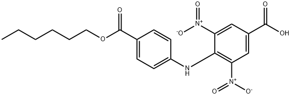 4-{4-[(hexyloxy)carbonyl]anilino}-3,5-bisnitrobenzoic acid 结构式
