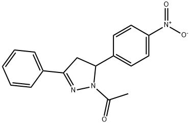 1-acetyl-5-{4-nitrophenyl}-3-phenyl-4,5-dihydro-1H-pyrazole Struktur