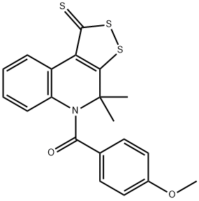 5-(4-methoxybenzoyl)-4,4-dimethyl-4,5-dihydro-1H-[1,2]dithiolo[3,4-c]quinoline-1-thione,299970-35-7,结构式