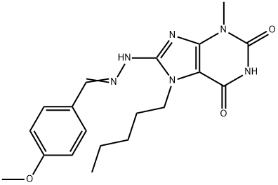4-methoxybenzaldehyde (3-methyl-2,6-dioxo-7-pentyl-2,3,6,7-tetrahydro-1H-purin-8-yl)hydrazone Struktur