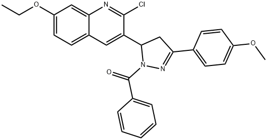 2-chloro-7-(ethyloxy)-3-[3-[4-(methyloxy)phenyl]-1-(phenylcarbonyl)-4,5-dihydro-1H-pyrazol-5-yl]quinoline,300718-74-5,结构式