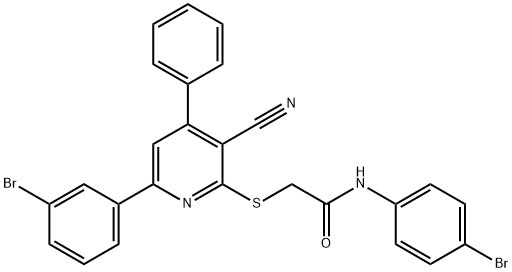N-(4-bromophenyl)-2-{[6-(3-bromophenyl)-3-cyano-4-phenyl-2-pyridinyl]sulfanyl}acetamide Structure
