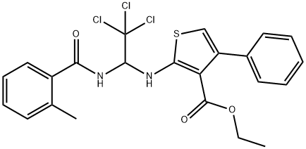 ethyl 4-phenyl-2-({2,2,2-trichloro-1-[(2-methylbenzoyl)amino]ethyl}amino)-3-thiophenecarboxylate Structure