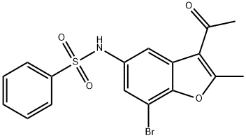 N-(3-acetyl-7-bromo-2-methyl-1-benzofuran-5-yl)benzenesulfonamide Struktur