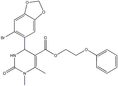 2-phenoxyethyl 4-(6-bromo-1,3-benzodioxol-5-yl)-1,6-dimethyl-2-oxo-1,2,3,4-tetrahydro-5-pyrimidinecarboxylate|