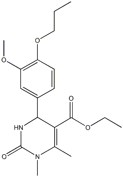 ethyl 4-(3-methoxy-4-propoxyphenyl)-1,6-dimethyl-2-oxo-1,2,3,4-tetrahydropyrimidine-5-carboxylate Struktur