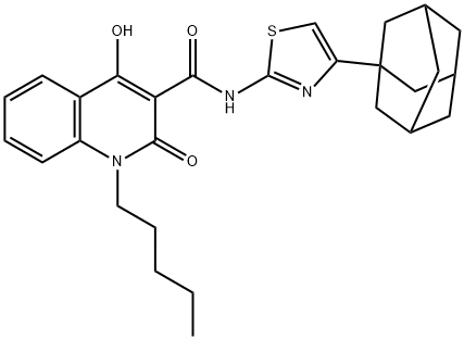 N-[4-(1-adamantyl)-1,3-thiazol-2-yl]-4-hydroxy-2-oxo-1-pentyl-1,2-dihydro-3-quinolinecarboxamide Structure
