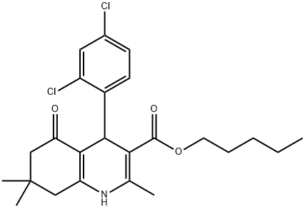 pentyl 4-(2,4-dichlorophenyl)-2,7,7-trimethyl-5-oxo-1,4,5,6,7,8-hexahydro-3-quinolinecarboxylate Struktur