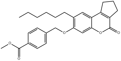 methyl 4-{[(8-hexyl-4-oxo-1,2,3,4-tetrahydrocyclopenta[c]chromen-7-yl)oxy]methyl}benzoate Structure