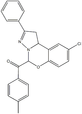 (9-chloro-2-phenyl-1,10b-dihydropyrazolo[1,5-c][1,3]benzoxazin-5-yl)(4-methylphenyl)methanone Struktur