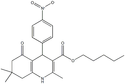 pentyl 4-{4-nitrophenyl}-2,7,7-trimethyl-5-oxo-1,4,5,6,7,8-hexahydroquinoline-3-carboxylate Structure