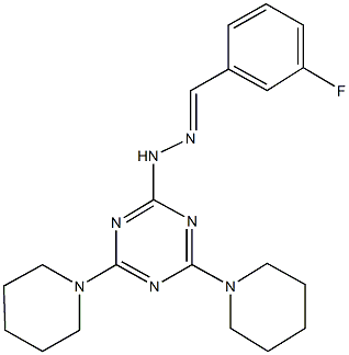 3-fluorobenzaldehyde [4,6-di(1-piperidinyl)-1,3,5-triazin-2-yl]hydrazone Structure