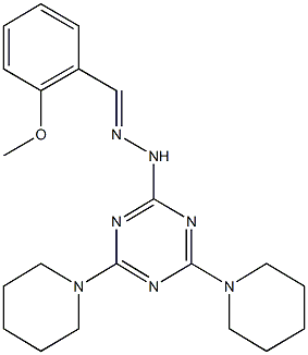2-methoxybenzaldehyde [4,6-di(1-piperidinyl)-1,3,5-triazin-2-yl]hydrazone Struktur